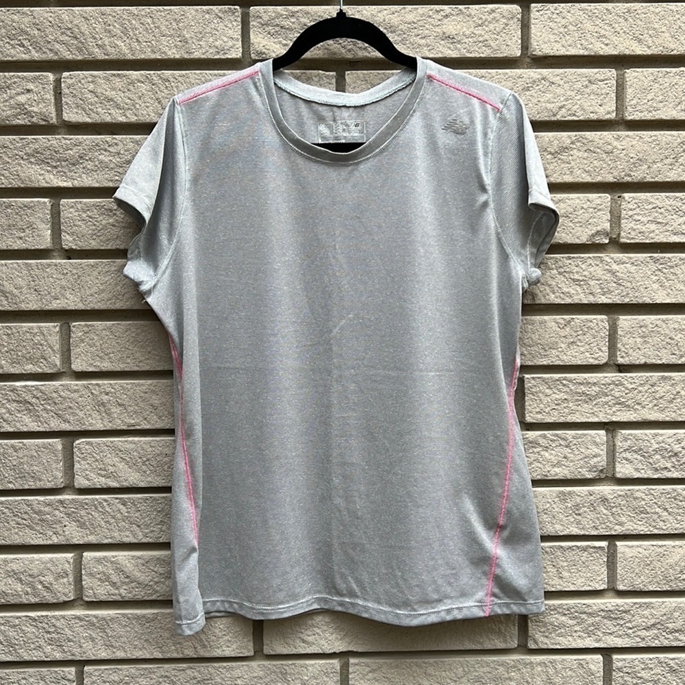 New Balance Lightning Dry Tee Grey/White Striped XL